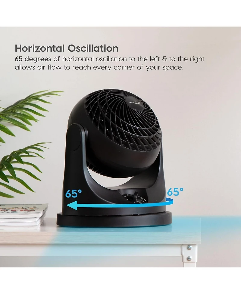 Iris Usa Woozoo Fan, Small Oscillating Desk Fan, Table Air Circulator, 3 Speeds, 52ft Max Air Distance, 12 Inches, 112° Adjustable Tilt