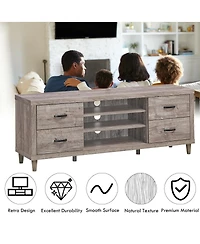 70-Inch Modern Tv Stand Mid-Century Entertainment Center with Storage for 65"/75" TVs