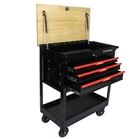 Streamdale Furniture 3 Drawers Multifunctional Tool Cart With Wheels And Wooden Top