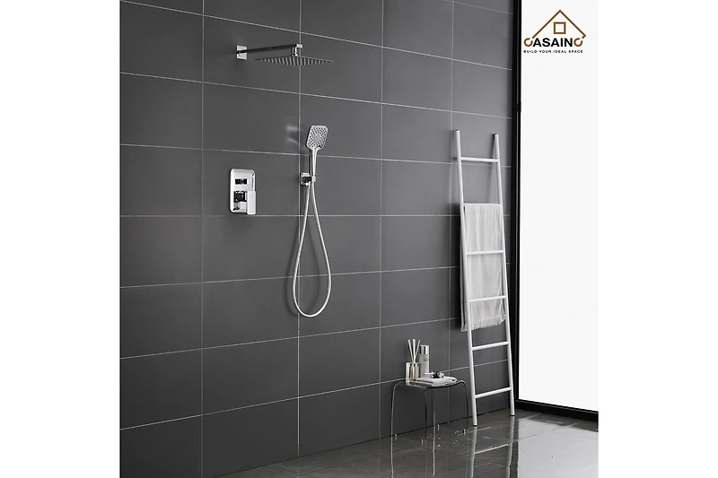 Casainc 10 Inch Wall Mounted Square Shower System Set with Handheld Spray