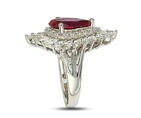 Suzy Levian Sterling Silver Cubic Zirconia Pear Cut Cluster Halo Ring