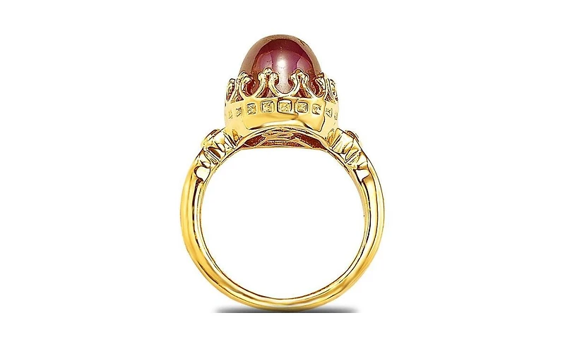 Suzy Levian Sterling Silver Cubic Zirconia Purple Cabochon Cocktail Ring