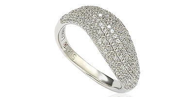 Suzy Levian New York Suzy Levian Sterling Silver Cubic Zirconia Pave Curved Puff Ring