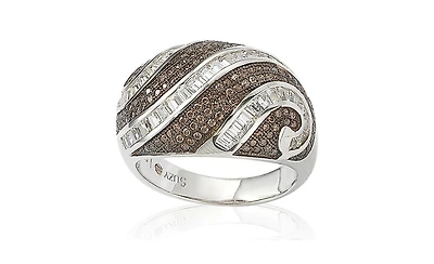Suzy Levian New York Sterling Silver Cubic Zirconia Pave and Channel-set Swirl Ring