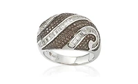 Suzy Levian New York Sterling Silver Cubic Zirconia Pave and Channel-set Swirl Ring