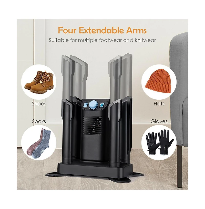 Slickblue Electric Shoe Boot Dryer 4 Shoes with 180 Mins Timer Ozone Disinfection