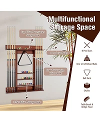 Sugift Wall-mounted Billiards Pool Cue Rack Only
