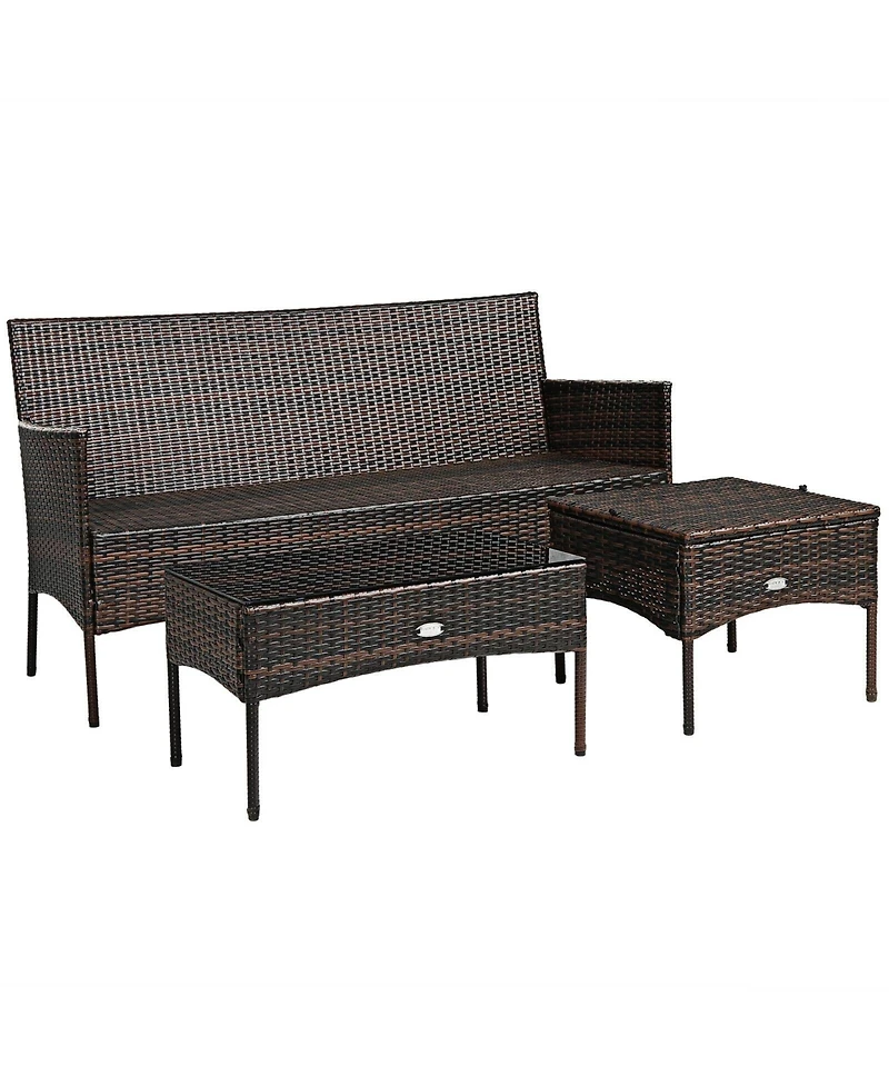 Sugift 3 Pieces Patio Furniture Conversation Sets with 5 Cozy Cushions