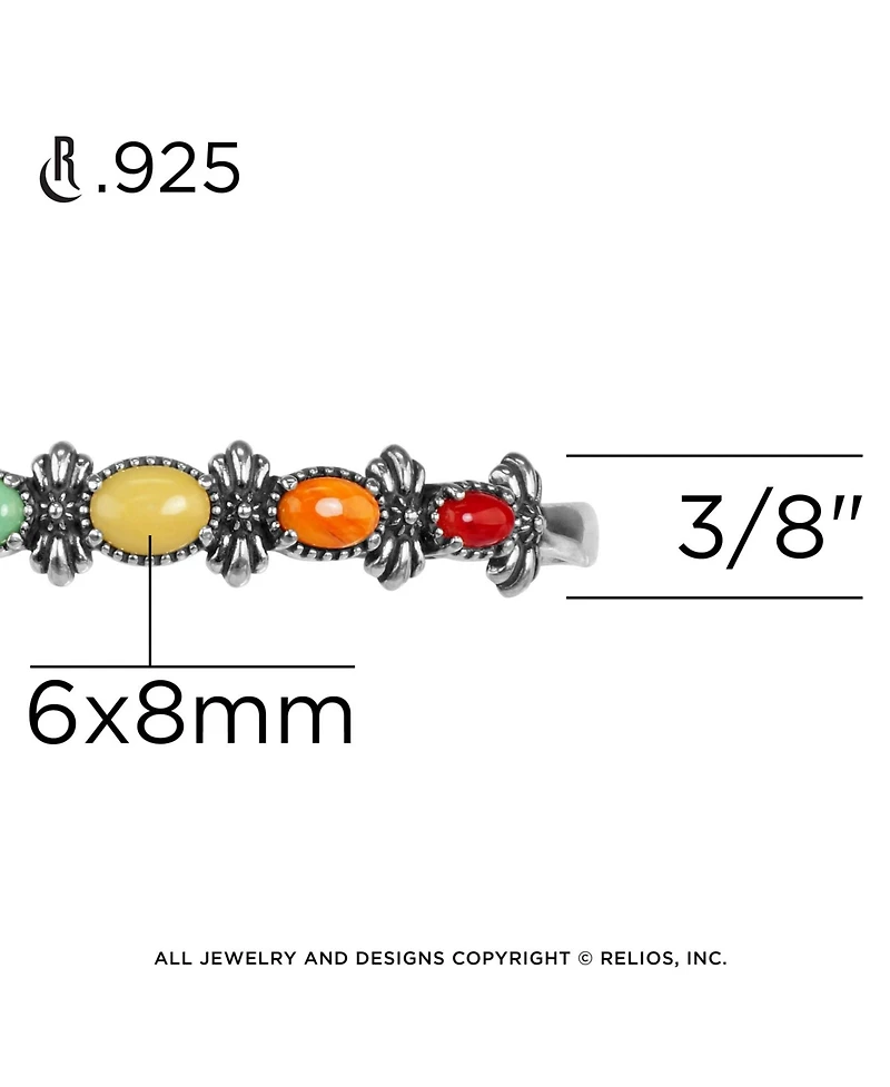 American West Jewelry Sterling Multi Color 5-Stone Cuff Bracelet Size Small