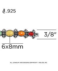 American West Jewelry Sterling Multi Color 5-Stone Cuff Bracelet Size Small