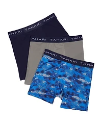 Tahari Boys 3-Pack Printed and Solid Boxer Briefs with Logo Waistband