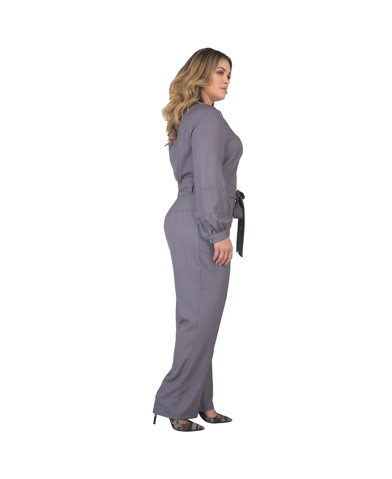 Standards & Practices Plus Long Sleeve Cropped Jumpsuit