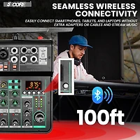 5 Core Audio Mixer 4 Channel • Dj Equipment Digital Sound Board • Karaoke Xlr Mixers w Bluetooth Usb