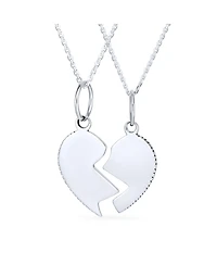 Bling Jewelry Split Heart Puzzle Pendant Necklace for Grandma & Granddaughter Sterling Silver