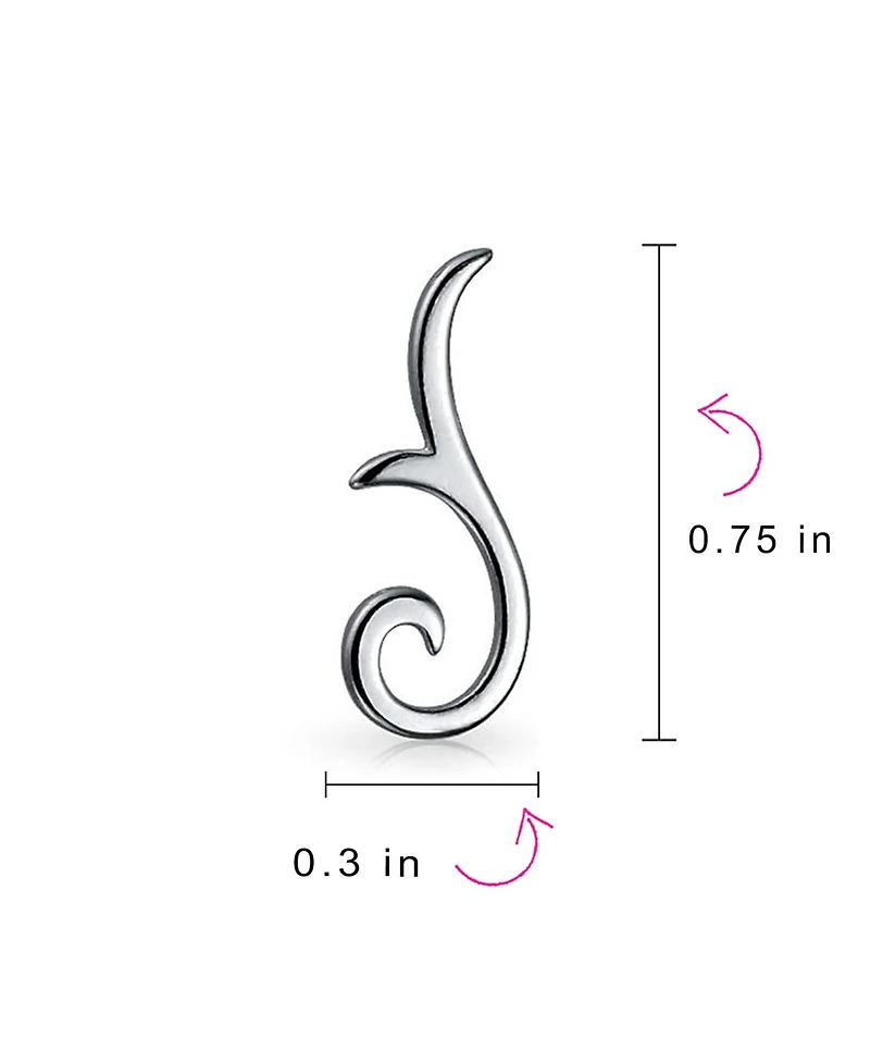 Bling Jewelry Minimalist Geometric Tribal Scroll Ear Pin Crawlers Climbers Earrings Rose Gold Plated Sterling Silver
