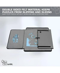 Jumbl 1500-Piece Puzzle Caddy, Portable Puzzle Board & Travel Case with 2 Trays & Handle - Gray