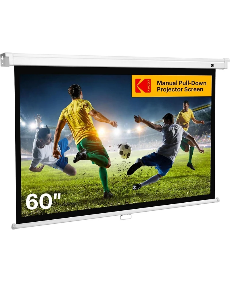 Kodak 60" Manual Pull Down Projector Screen, Large 16:9 Retractable Projector Screen