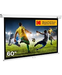 Kodak 60" Manual Pull Down Projector Screen, Large 16:9 Retractable Projector Screen