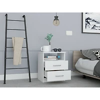 Streamdale Furniture Napoles Nightstand, Superior Top, Two Drawers, One Shelf