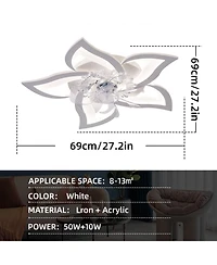 Streamdale Furniture 27In Ceiling Fan With Lights Remote Contro Dimmable Led, 6 Gear Wind Speed Fan Light
