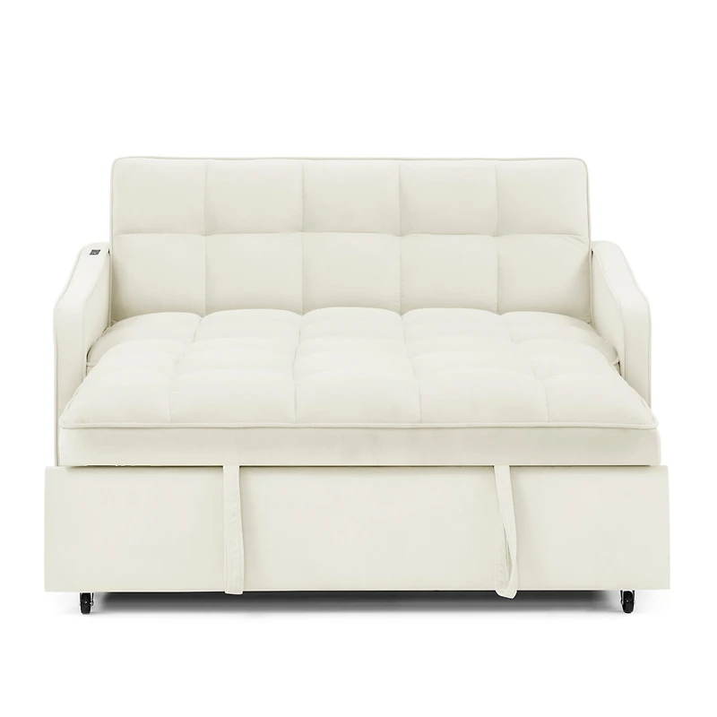Streamdale Loveseat Sofa Bed with Pull-out, Adjustable Back, Usb Charging