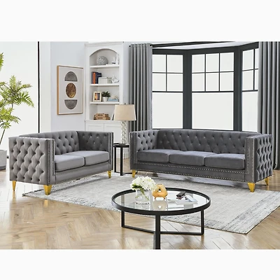 Streamdale 3 Seater + 2 Seater Combination Sofa.Grey Velv