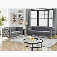 Streamdale 3 Seater + 2 Seater Combination Sofa.Grey Velv