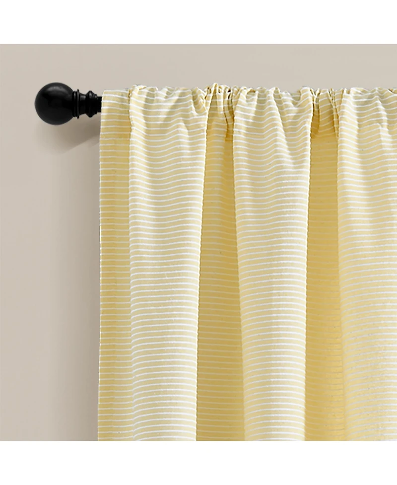Lush Decor Farmhouse Button Stripe Yarn Dyed Woven Cotton Window Curtain Panels
