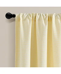 Lush Decor Farmhouse Button Stripe Yarn Dyed Woven Cotton Window Curtain Panels