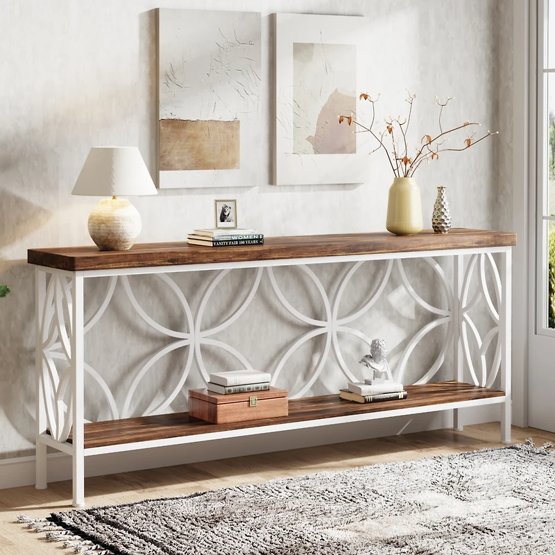 Tribesigns 70.9-Inch Narrow Sofa Table, Industrial Long Table Behind Couch for Entryway, Living Room, Foyer, Unique Design