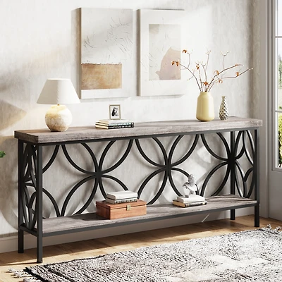 Tribesigns 70.9-Inch Narrow Sofa Table, Industrial Long Entry Console Table with Storage for Entryway, Living Room, Foyer, Unique Design