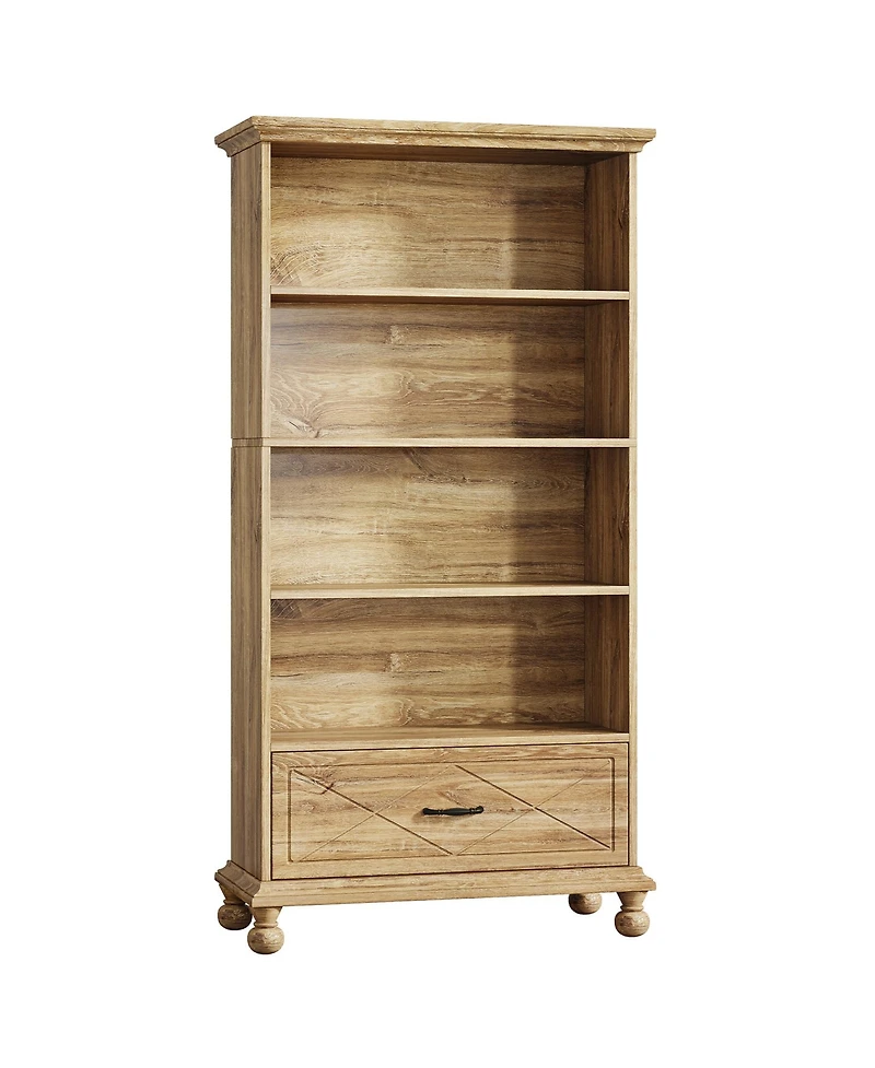 Tribesigns 6-Shelf Bookcase with Drawer, 71 Inch Tall Floor Standing Bookshelf Solid Wood Legs, 6-Tier Large Open Display Storage Book Shelf for