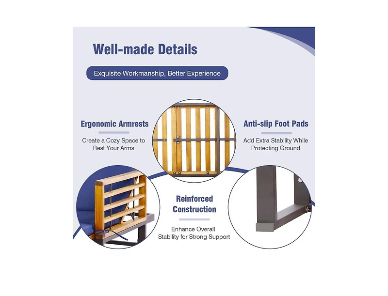 Slickblue Adjustable Cushioned Patio Chaise Lounge Chair with 4-Level Backrest-Navy