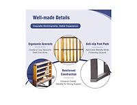 Slickblue Adjustable Cushioned Patio Chaise Lounge Chair with 4-Level Backrest-Navy