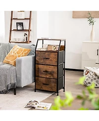 Freestanding Cabinet Dresser with Wooden Top Shelves