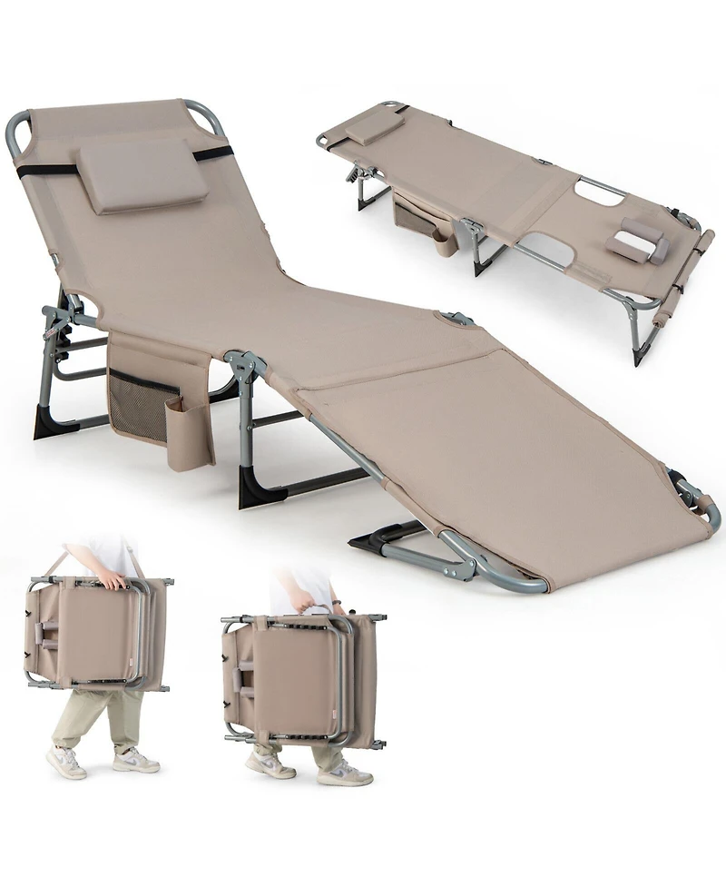 5-Position Outdoor Folding Chaise Lounge Chair