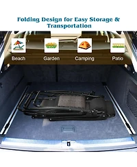 Slickblue 2 Pieces Folding Patio Rattan Zero Gravity Lounge Chair