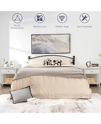 Sugift Wooden Storage Shelf Nightstands with Drawer for Bedroom and Living Room-White