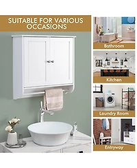 Sugift Wall Mounted Bathroom Storage Medicine Cabinet with Towel Bar