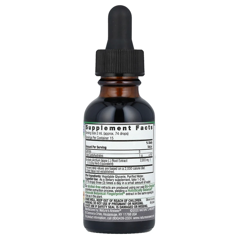 Nature's Answer Burdock Root Fluid Extract Alcohol-Free 2 000 mg