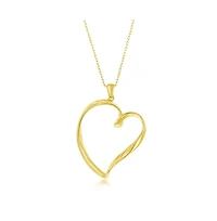 Simona Gold Plated Over Sterling Silver Polished Twisted Heart Pendant Necklace