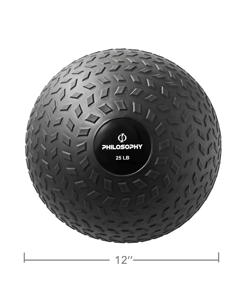 Philosophy Gym Slam Ball, 25 Lb - Weighted Fitness Medicine Ball with Easy Grip Tread