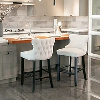 Streamdale Velvet Wingback Bar Stools with Button Tufted Decoration, Set of 2