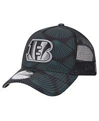 New Era Men's Black Cincinnati Bengals Agave Trucker 9FORTY Adjustable Hat