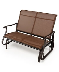 Costway 2-Person Patio Swing Glider Bench Loveseat Rocking Chair High Back Deck
