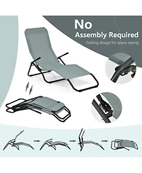 Slickblue 2 Pieces Folding Portable Patio Chaise Lounger with Rocking Design-Light Green