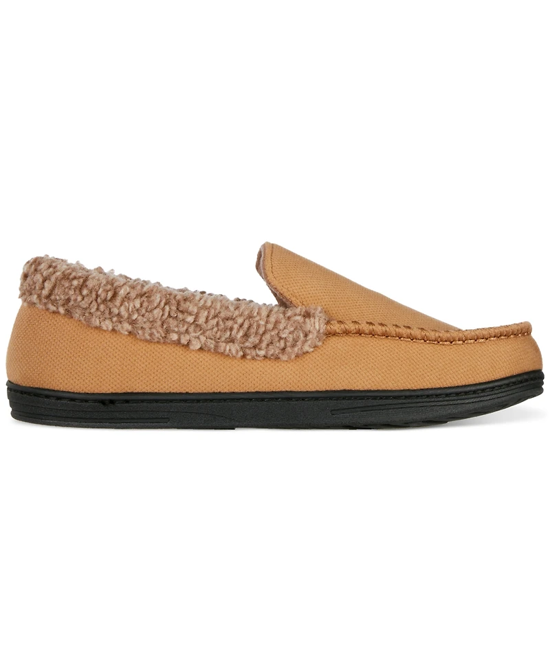 Isotoner Men's Brushed Knit or Plaid Lewis Moccasin Slipper with Fleece Lining and Memory Foam