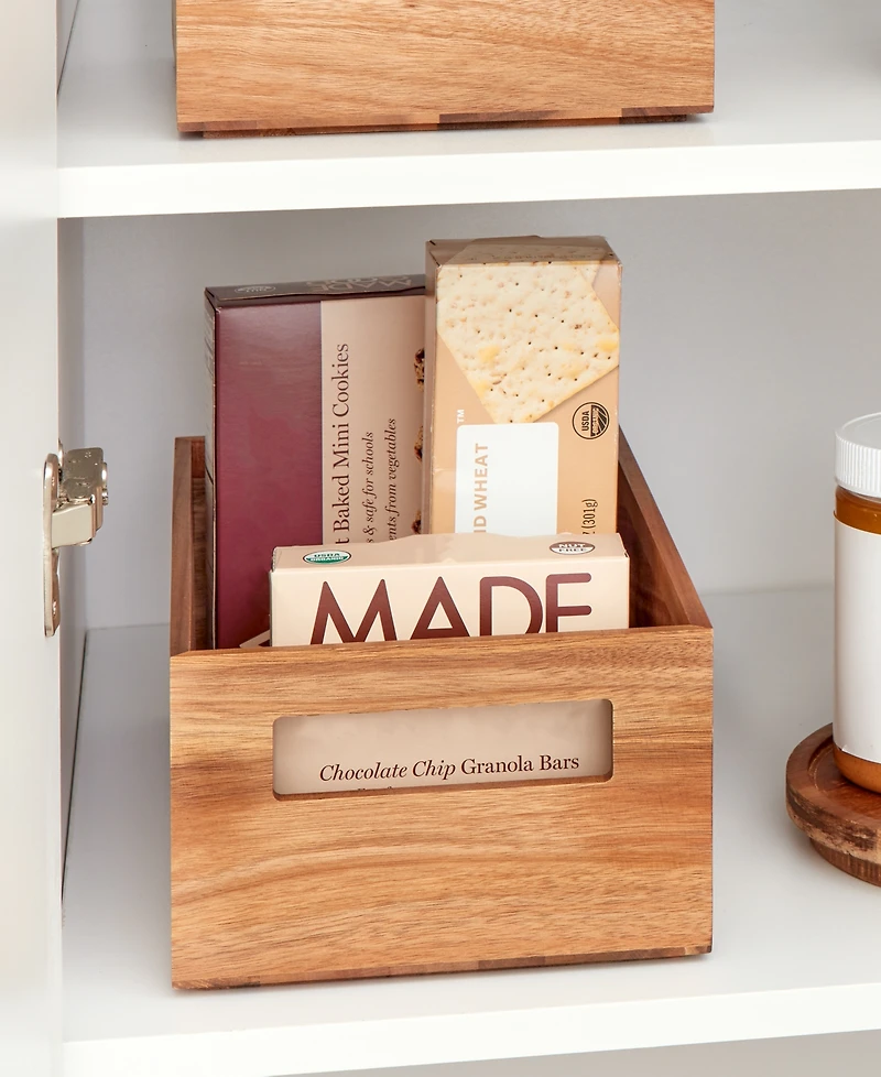 iDesign Acacia Wood Pantry Bin with Handles - Natural