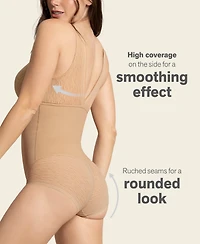 Leonisa Women's Sheer Stripe Detail Sculpting Bodysuit
