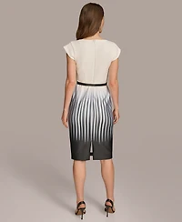 Donna Karan Women's Belted Ombre-Print Sheath Dress